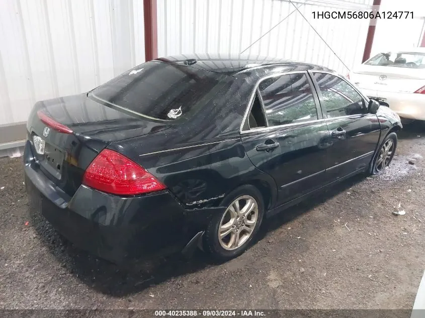 2006 Honda Accord 2.4 Ex VIN: 1HGCM56806A124771 Lot: 40235388