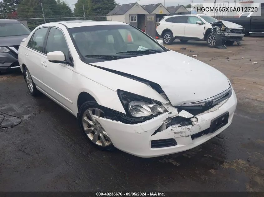 2006 Honda Accord 3.0 Ex VIN: 1HGCM665X6A012720 Lot: 40235676