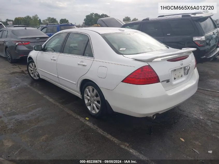 2006 Honda Accord 3.0 Ex VIN: 1HGCM665X6A012720 Lot: 40235676