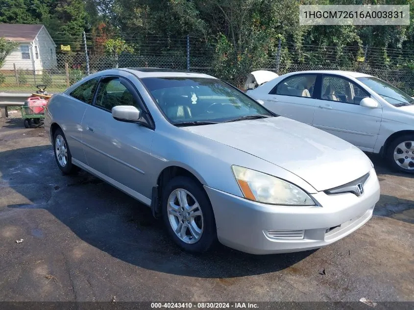 2006 Honda Accord 2.4 Ex VIN: 1HGCM72616A003831 Lot: 40243410