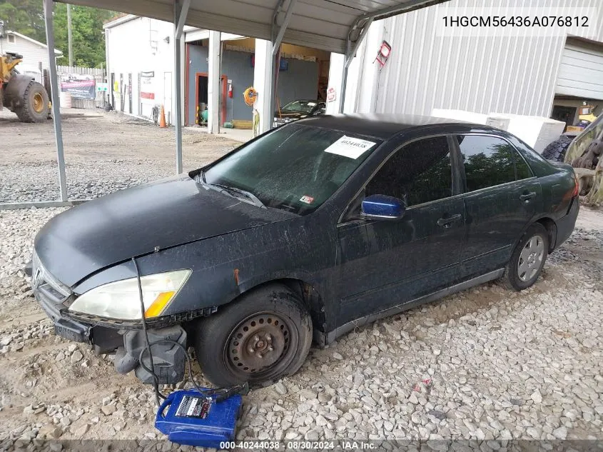 2006 Honda Accord 2.4 Lx VIN: 1HGCM56436A076812 Lot: 40244038