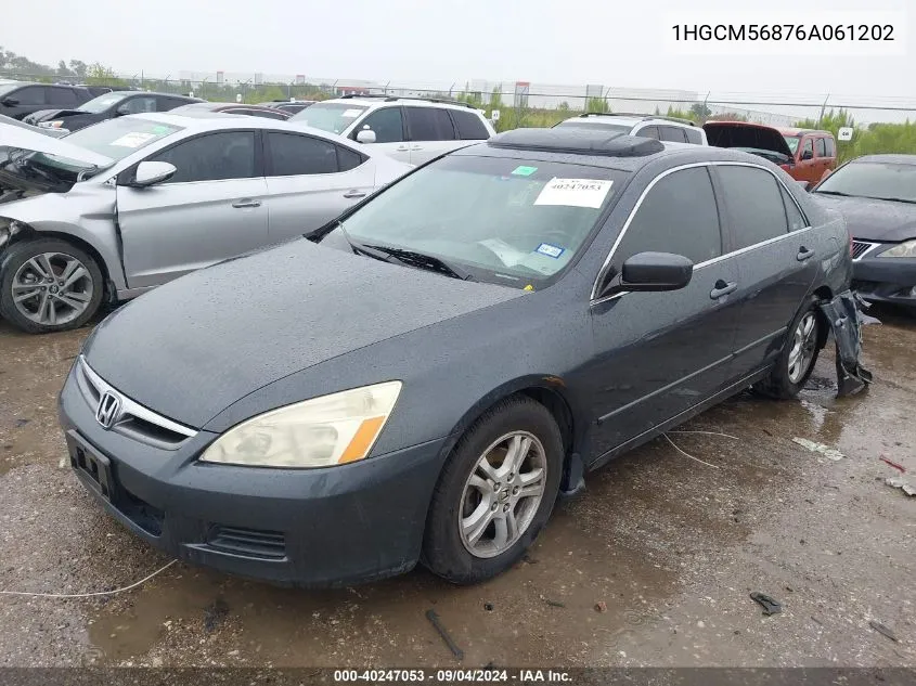 1HGCM56876A061202 2006 Honda Accord Ex