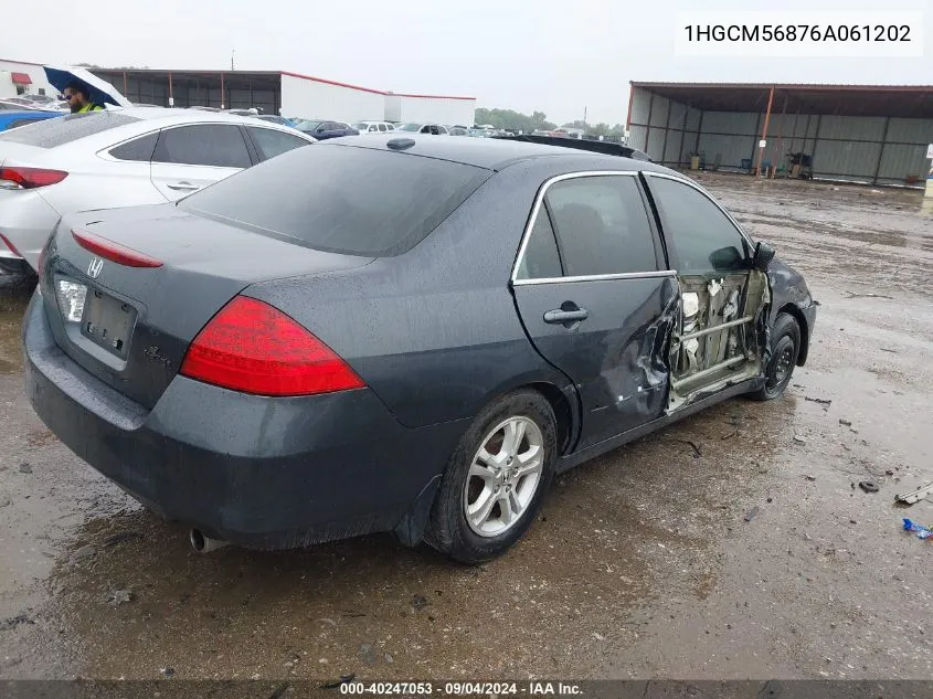 2006 Honda Accord Ex VIN: 1HGCM56876A061202 Lot: 40247053