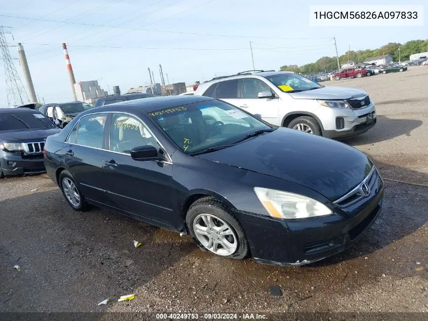 2006 Honda Accord 2.4 Ex VIN: 1HGCM56826A097833 Lot: 40249753