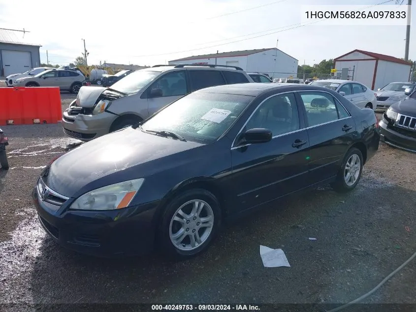 2006 Honda Accord 2.4 Ex VIN: 1HGCM56826A097833 Lot: 40249753