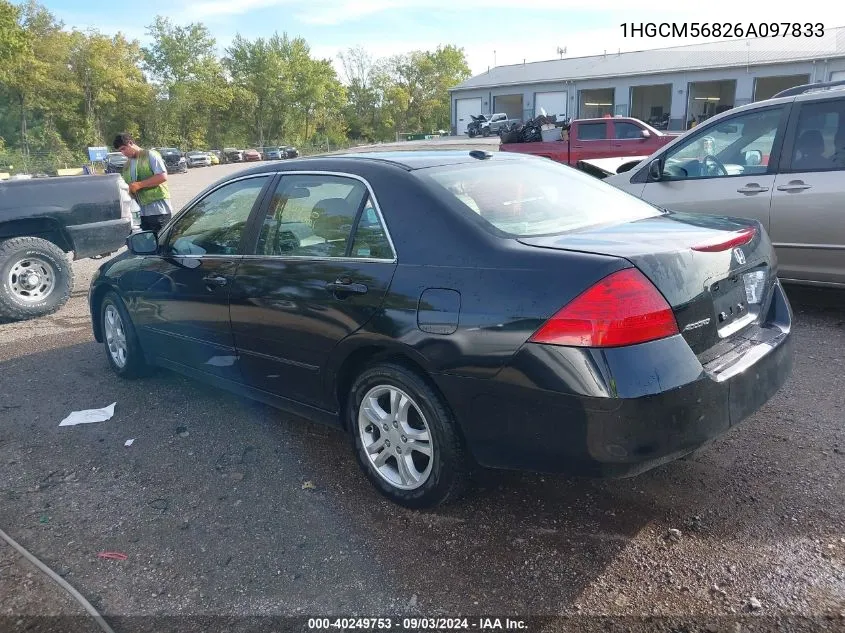 2006 Honda Accord 2.4 Ex VIN: 1HGCM56826A097833 Lot: 40249753