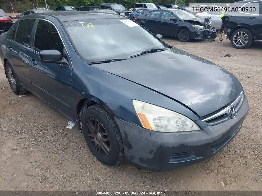 1HGCM56496A000950 2006 Honda Accord 2.4 Lx