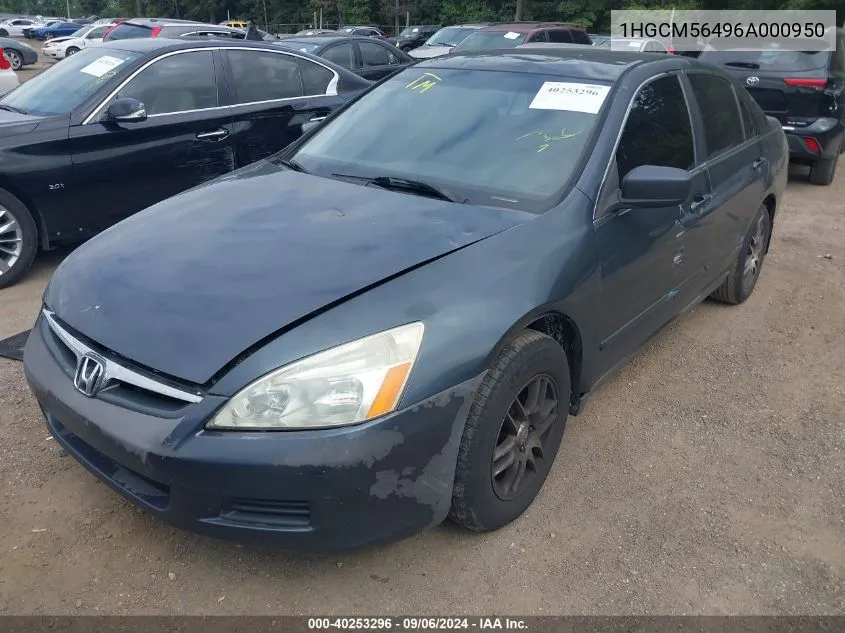 1HGCM56496A000950 2006 Honda Accord 2.4 Lx