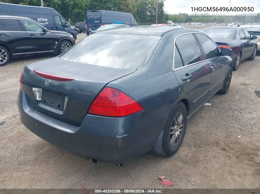 1HGCM56496A000950 2006 Honda Accord 2.4 Lx