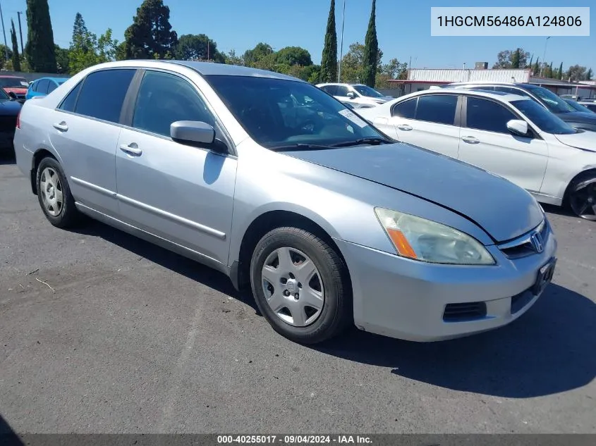 1HGCM56486A124806 2006 Honda Accord 2.4 Lx