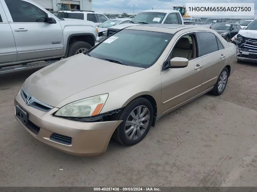 2006 Honda Accord 3.0 Ex VIN: 1HGCM66556A027500 Lot: 40257438