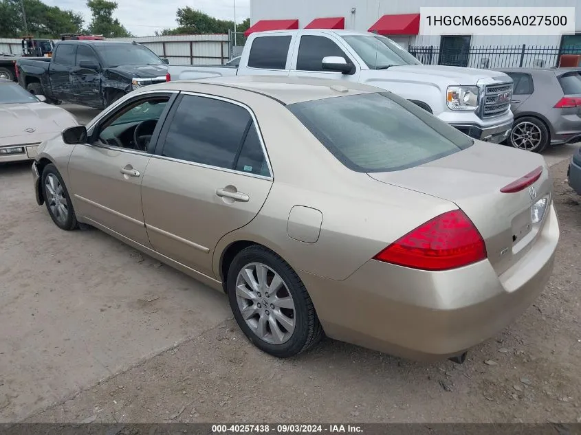 2006 Honda Accord 3.0 Ex VIN: 1HGCM66556A027500 Lot: 40257438