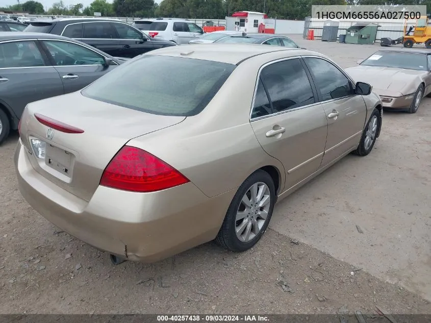 2006 Honda Accord 3.0 Ex VIN: 1HGCM66556A027500 Lot: 40257438