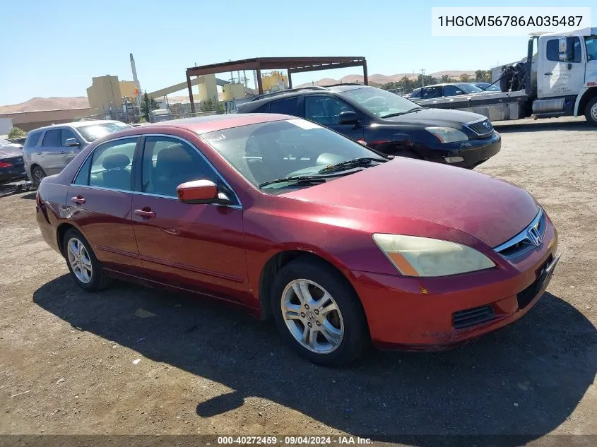 1HGCM56786A035487 2006 Honda Accord Ex