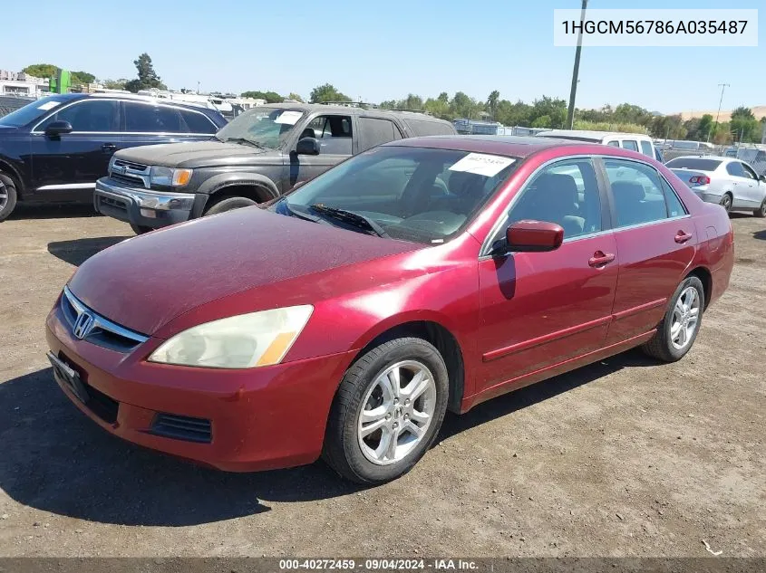 1HGCM56786A035487 2006 Honda Accord Ex