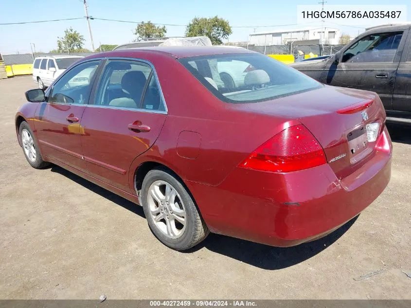 2006 Honda Accord Ex VIN: 1HGCM56786A035487 Lot: 40272459