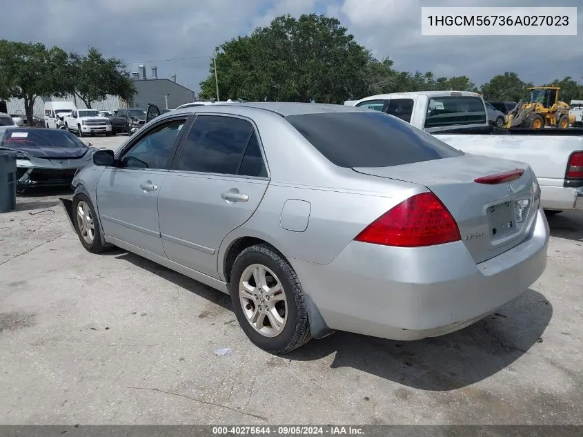 2006 Honda Accord Ex VIN: 1HGCM56736A027023 Lot: 40275644