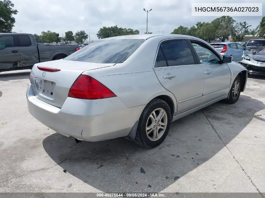 1HGCM56736A027023 2006 Honda Accord Ex