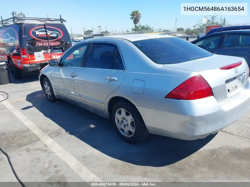 1HGCM56486A163654 2006 Honda Accord 2.4 Lx