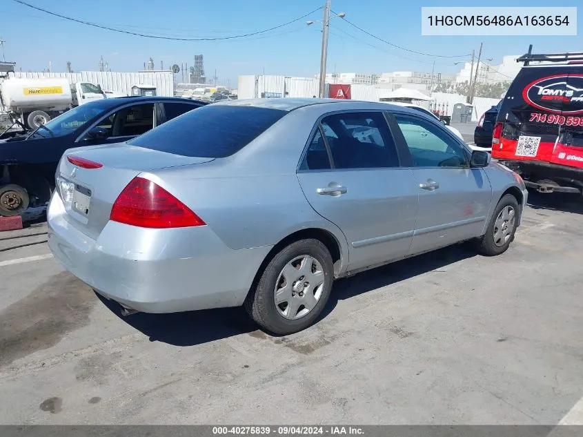 1HGCM56486A163654 2006 Honda Accord 2.4 Lx