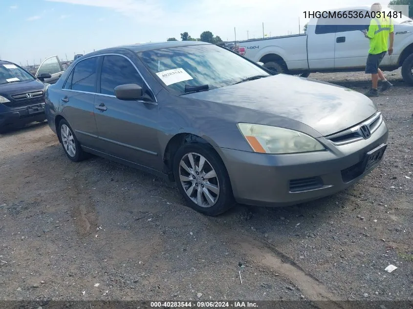 1HGCM66536A031481 2006 Honda Accord 3.0 Ex