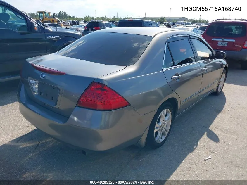 1HGCM56716A168740 2006 Honda Accord 2.4 Ex