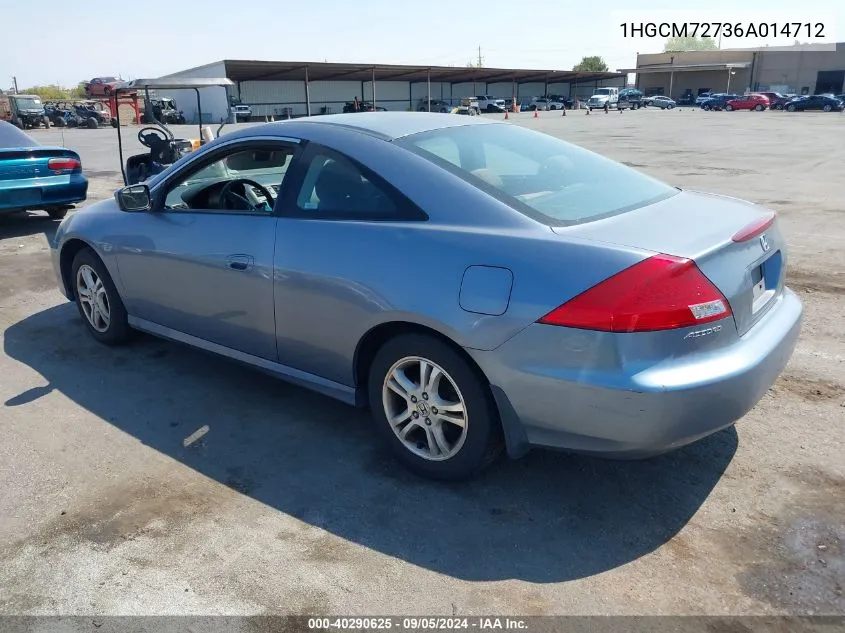 2006 Honda Accord 2.4 Ex VIN: 1HGCM72736A014712 Lot: 40290625