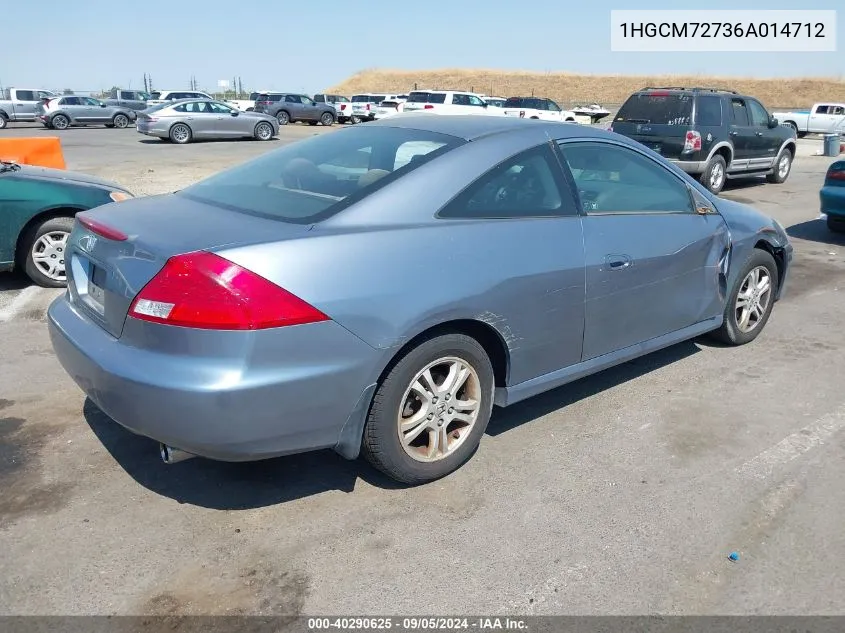 2006 Honda Accord 2.4 Ex VIN: 1HGCM72736A014712 Lot: 40290625