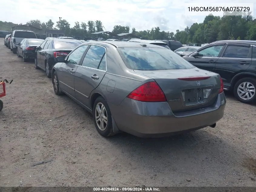 1HGCM56876A075729 2006 Honda Accord 2.4 Ex