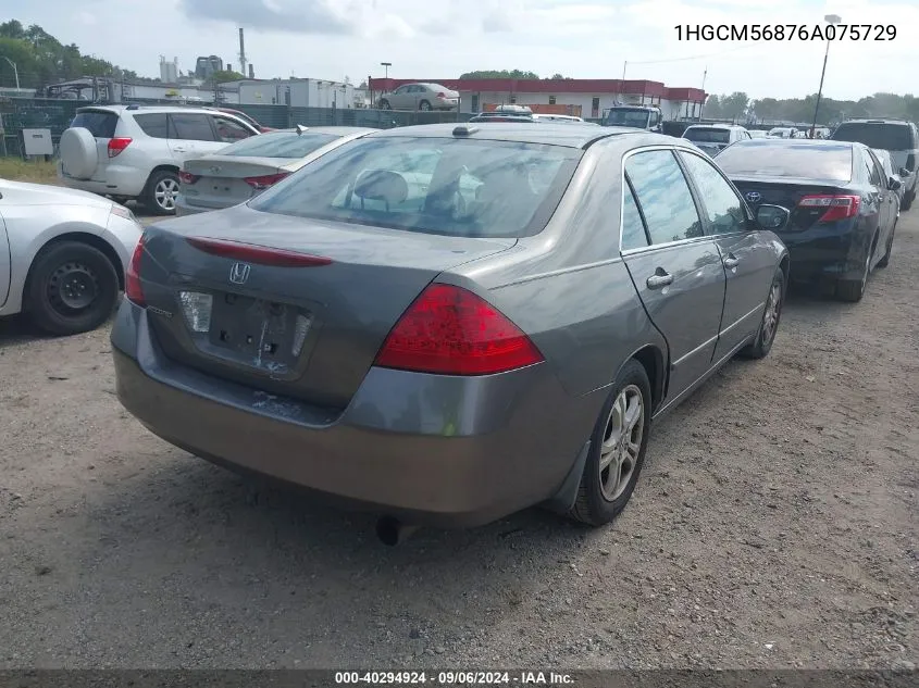 1HGCM56876A075729 2006 Honda Accord 2.4 Ex