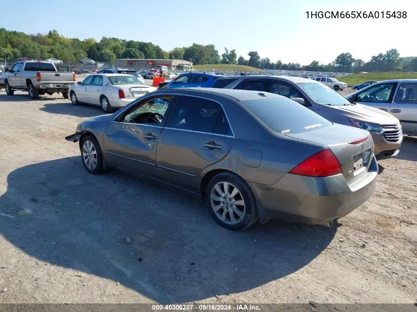 2006 Honda Accord Sdn Ex-L V6 VIN: 1HGCM665X6A015438 Lot: 40300207