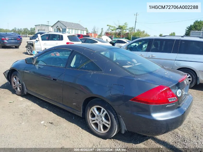 2006 Honda Accord 2.4 Ex VIN: 1HGCM72706A002288 Lot: 40302397