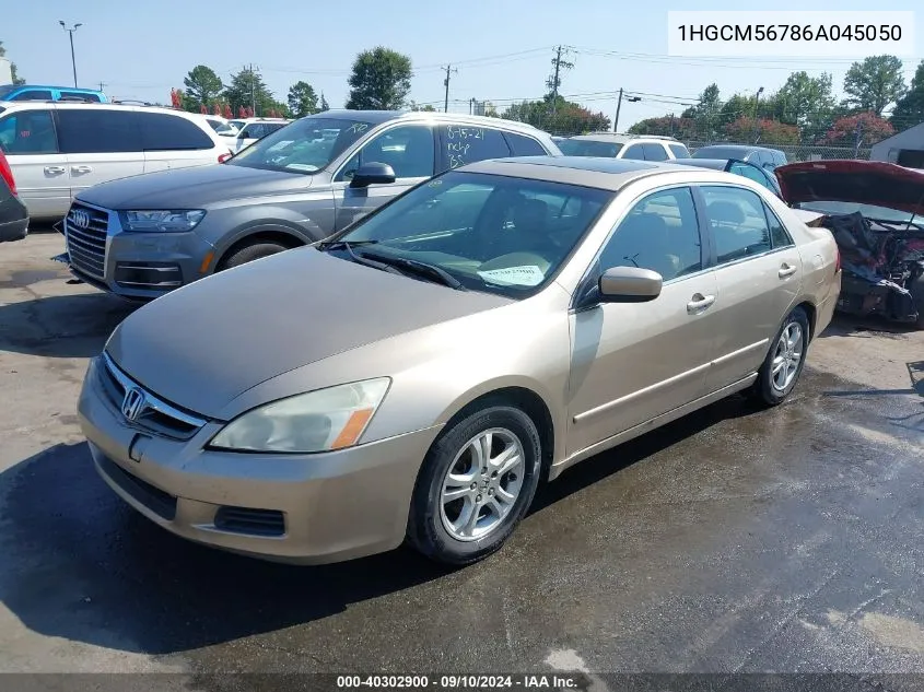 2006 Honda Accord 2.4 Ex VIN: 1HGCM56786A045050 Lot: 40302900