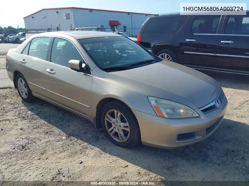 1HGCM56806A003724 2006 Honda Accord 2.4 Ex