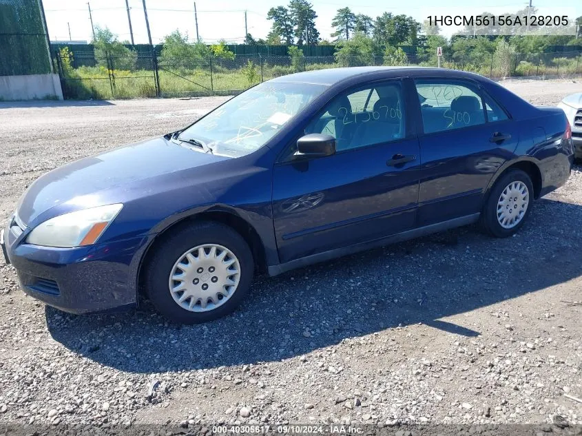 2006 Honda Accord 2.4 Vp VIN: 1HGCM56156A128205 Lot: 40305617