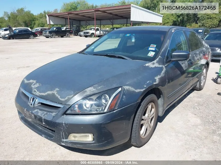 2006 Honda Accord 2.4 Ex VIN: 1HGCM56826A172465 Lot: 40305865