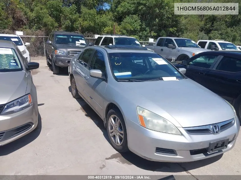 2006 Honda Accord 2.4 Ex VIN: 1HGCM56806A012844 Lot: 40312819