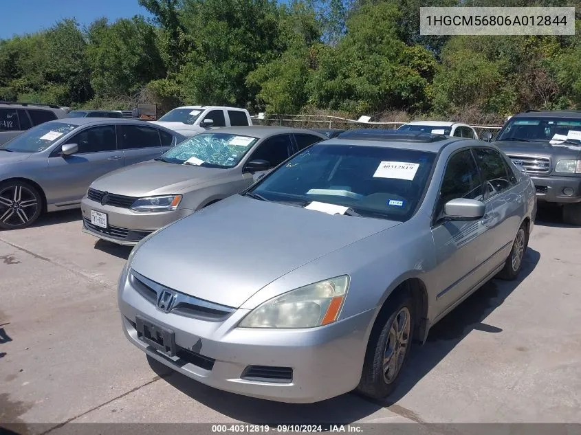 2006 Honda Accord 2.4 Ex VIN: 1HGCM56806A012844 Lot: 40312819