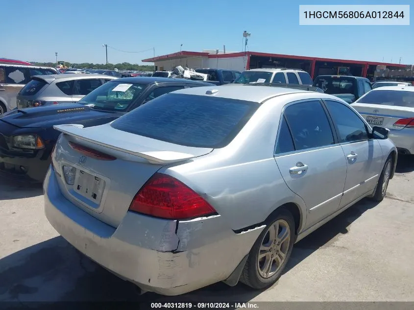 2006 Honda Accord 2.4 Ex VIN: 1HGCM56806A012844 Lot: 40312819