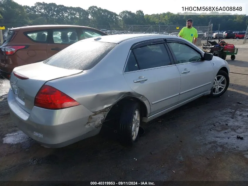 2006 Honda Accord Sdn Ex-L VIN: 1HGCM568X6A008848 Lot: 40319953