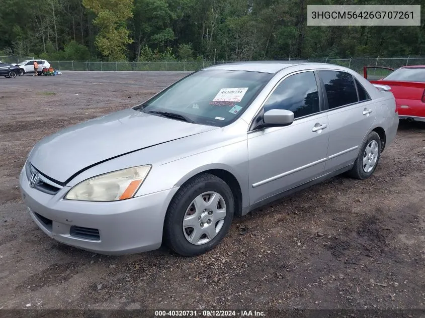 2006 Honda Accord 2.4 Lx VIN: 3HGCM56426G707261 Lot: 40320731