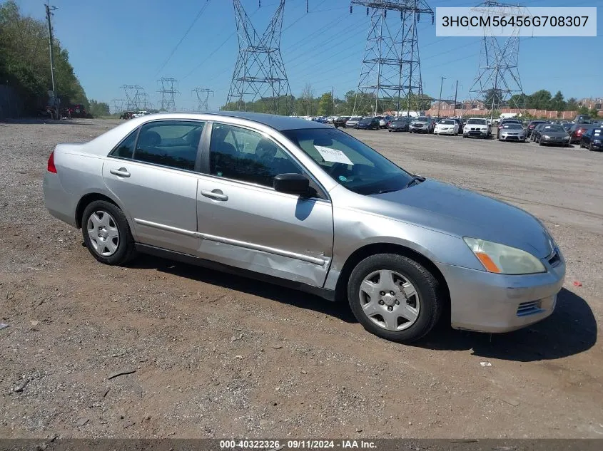 2006 Honda Accord 2.4 Lx VIN: 3HGCM56456G708307 Lot: 40322326