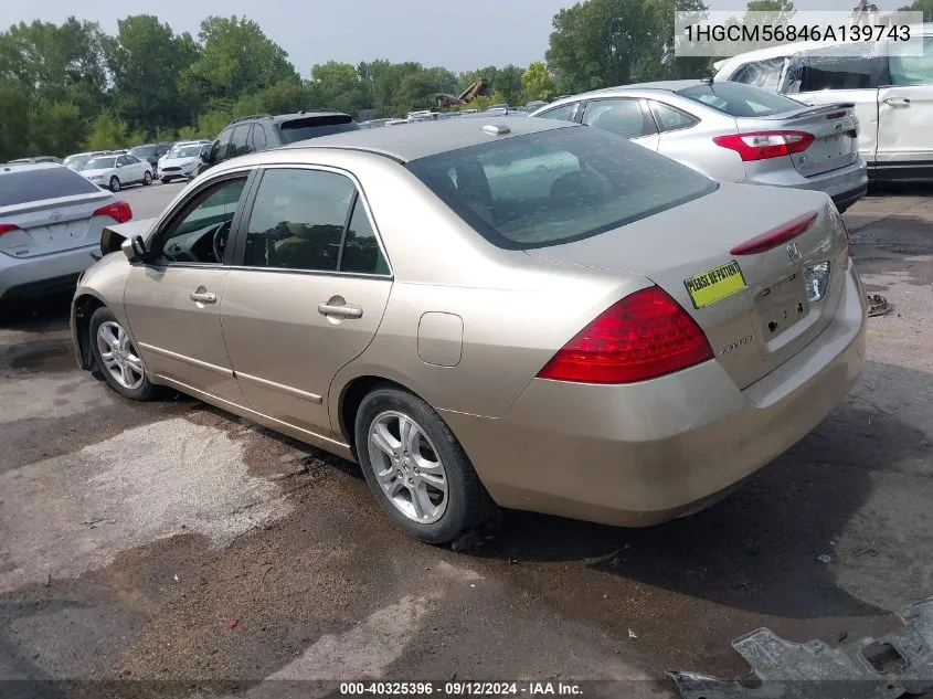 2006 Honda Accord 2.4 Ex VIN: 1HGCM56846A139743 Lot: 40325396