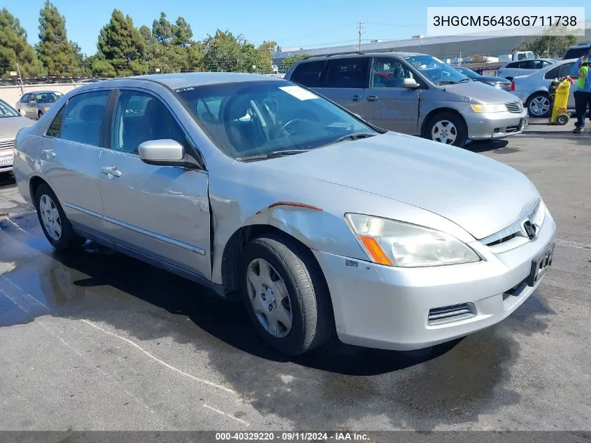 2006 Honda Accord Lx VIN: 3HGCM56436G711738 Lot: 40329220