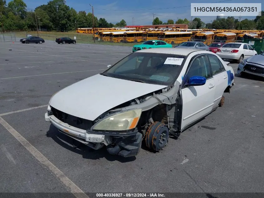 2006 Honda Accord 2.4 Lx VIN: 1HGCM56436A067351 Lot: 40336927