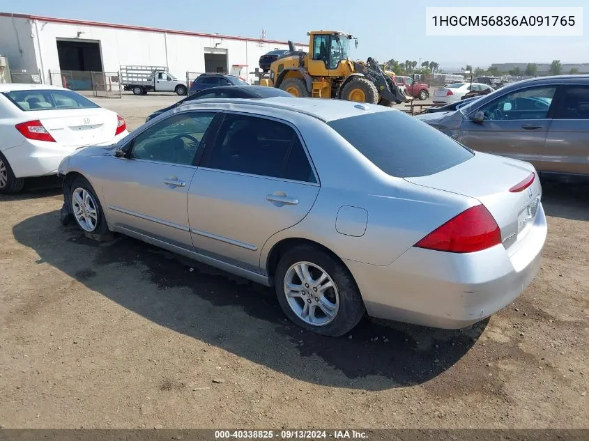 2006 Honda Accord 2.4 Ex VIN: 1HGCM56836A091765 Lot: 40338825