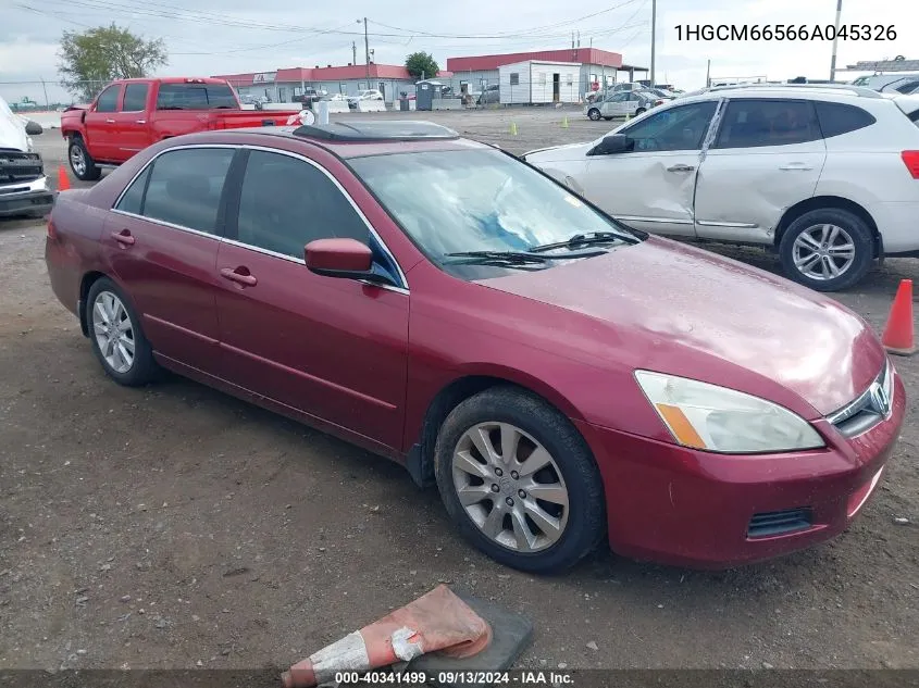 2006 Honda Accord 3.0 Ex VIN: 1HGCM66566A045326 Lot: 40341499