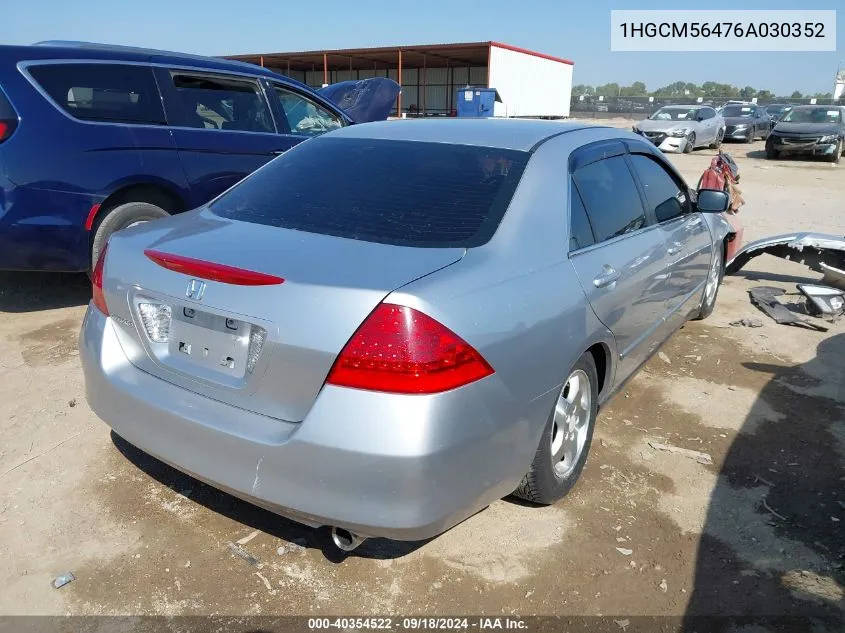 1HGCM56476A030352 2006 Honda Accord 2.4 Lx