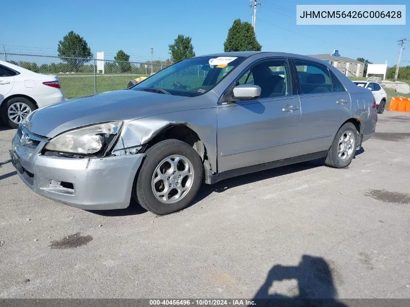 2006 Honda Accord 2.4 Lx VIN: JHMCM56426C006428 Lot: 40456496