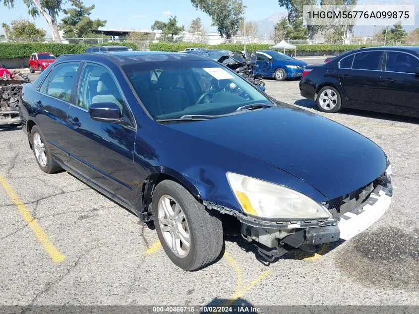 2006 Honda Accord 2.4 Ex VIN: 1HGCM56776A099875 Lot: 40466715